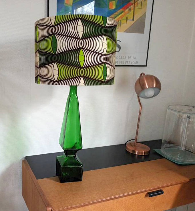 abat-jour lampe wax tissu africain vert