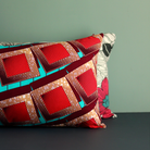 coussin personnalise deco rouge turquoise